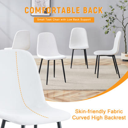 Luxury Simple Chair - Set of 4 WHITE Linen-Cotton Material High