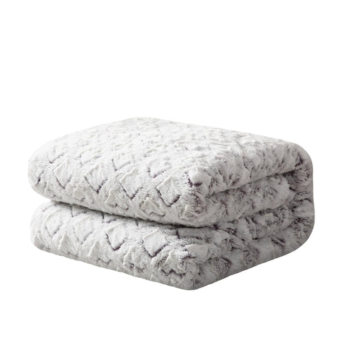 DaDa Bedding Luxury Dreamy Milky White &amp; Purple Sherpa Backside Faux