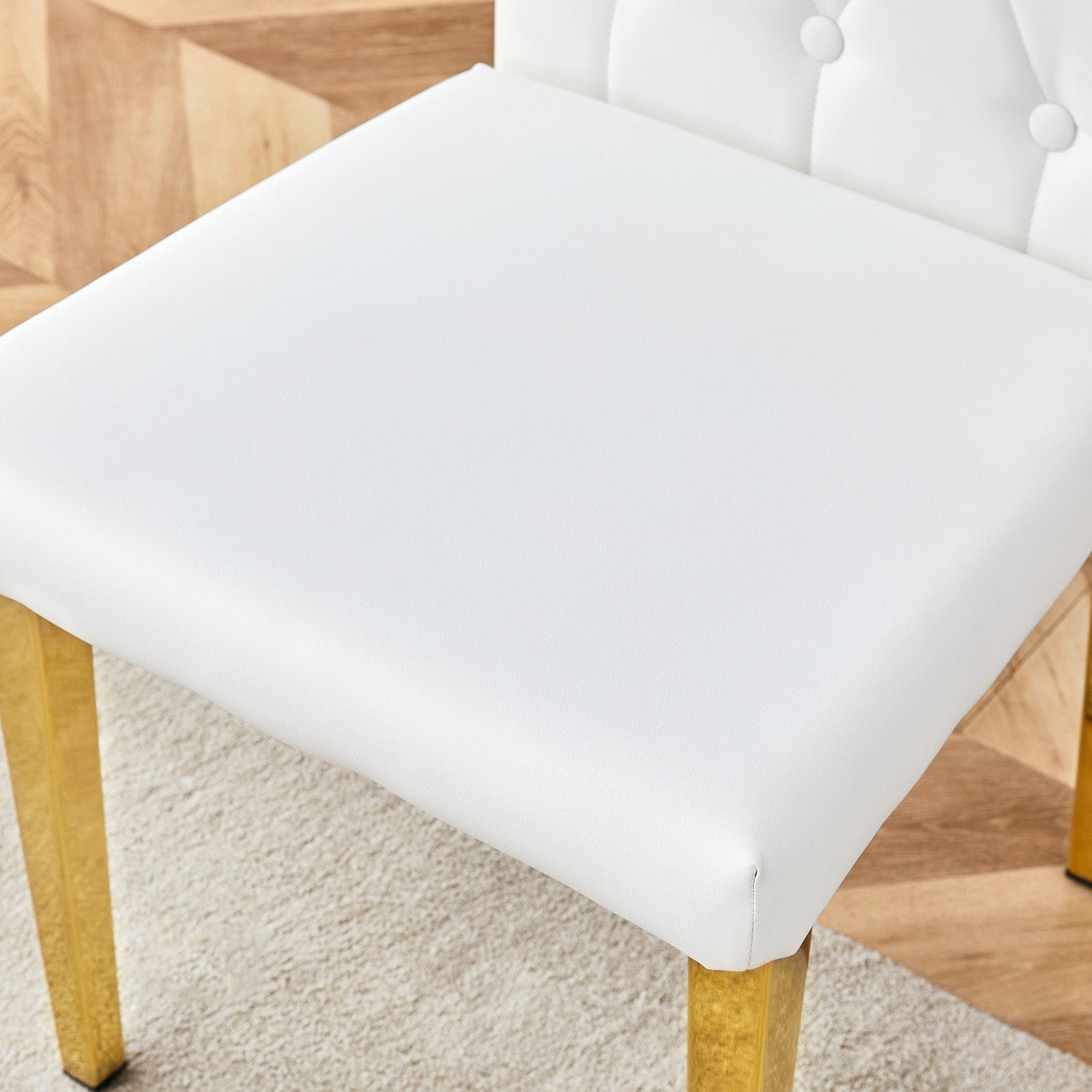 4 piece set of white dining chairs brings a touch of elegance and