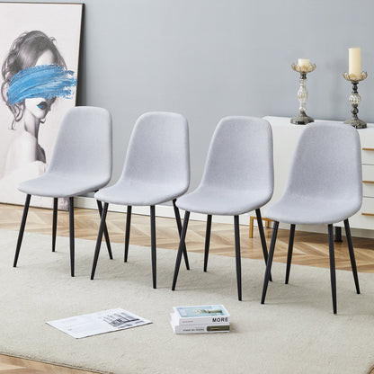 Comfortable Linen-Cotton Dining Chair Set - Four Pieces in Light