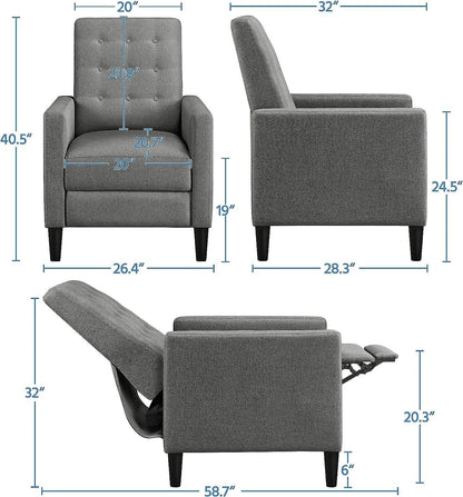 Fabric Recliner Chair with Thicker Cushion