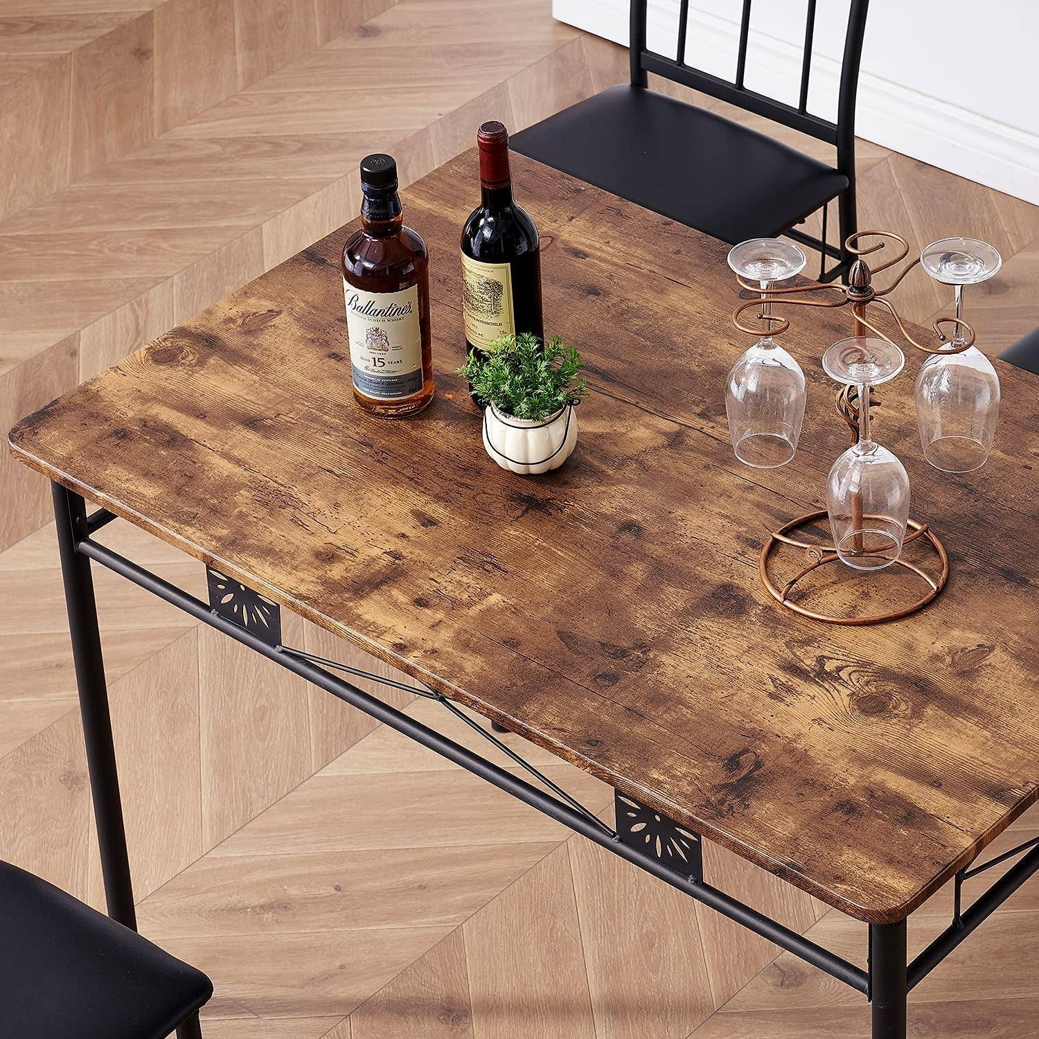 Kitchen Dining Room Table Sets for 4, Retro-Brown