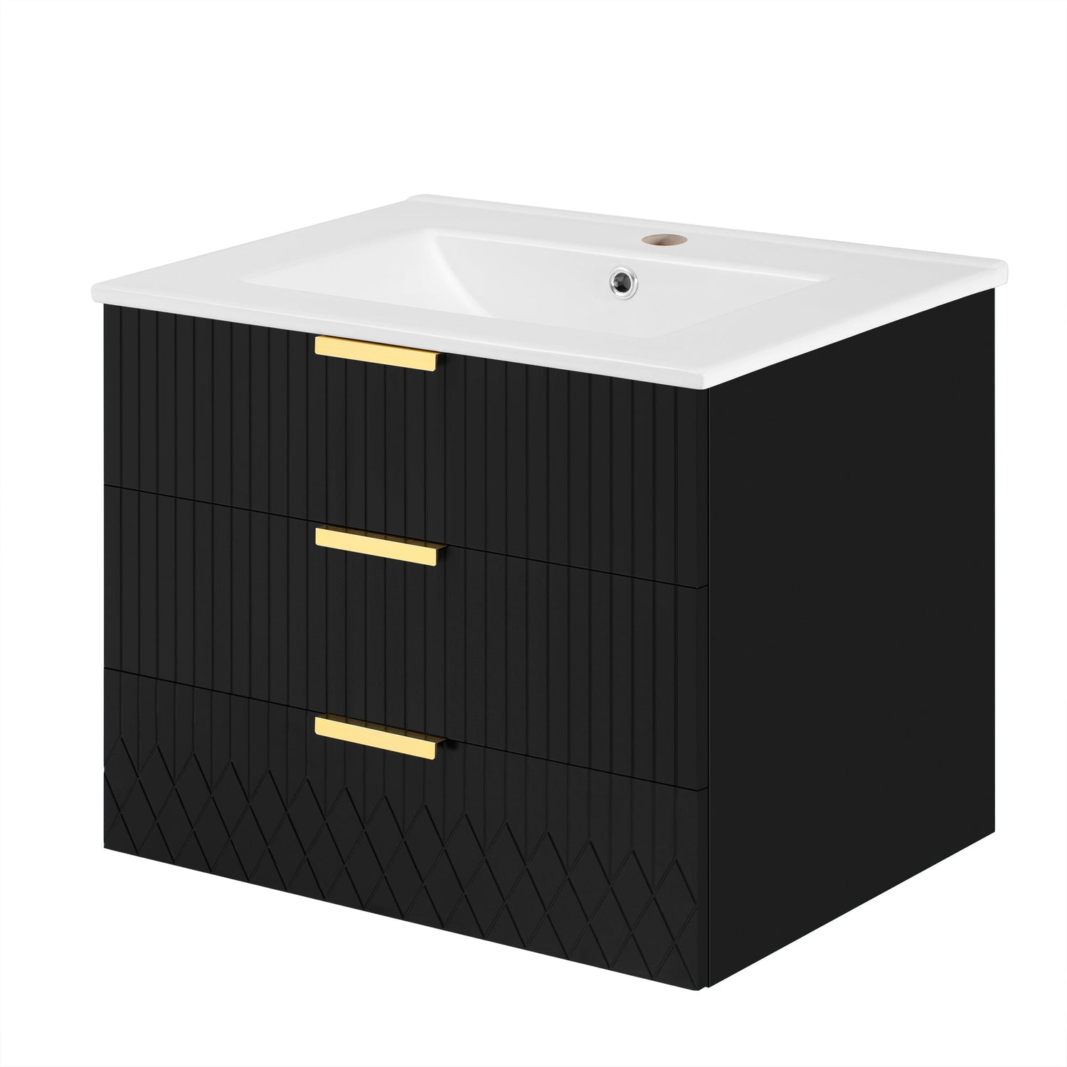 24inch Wall Mounted Floating Cabinet w/Double Drawer, Floating