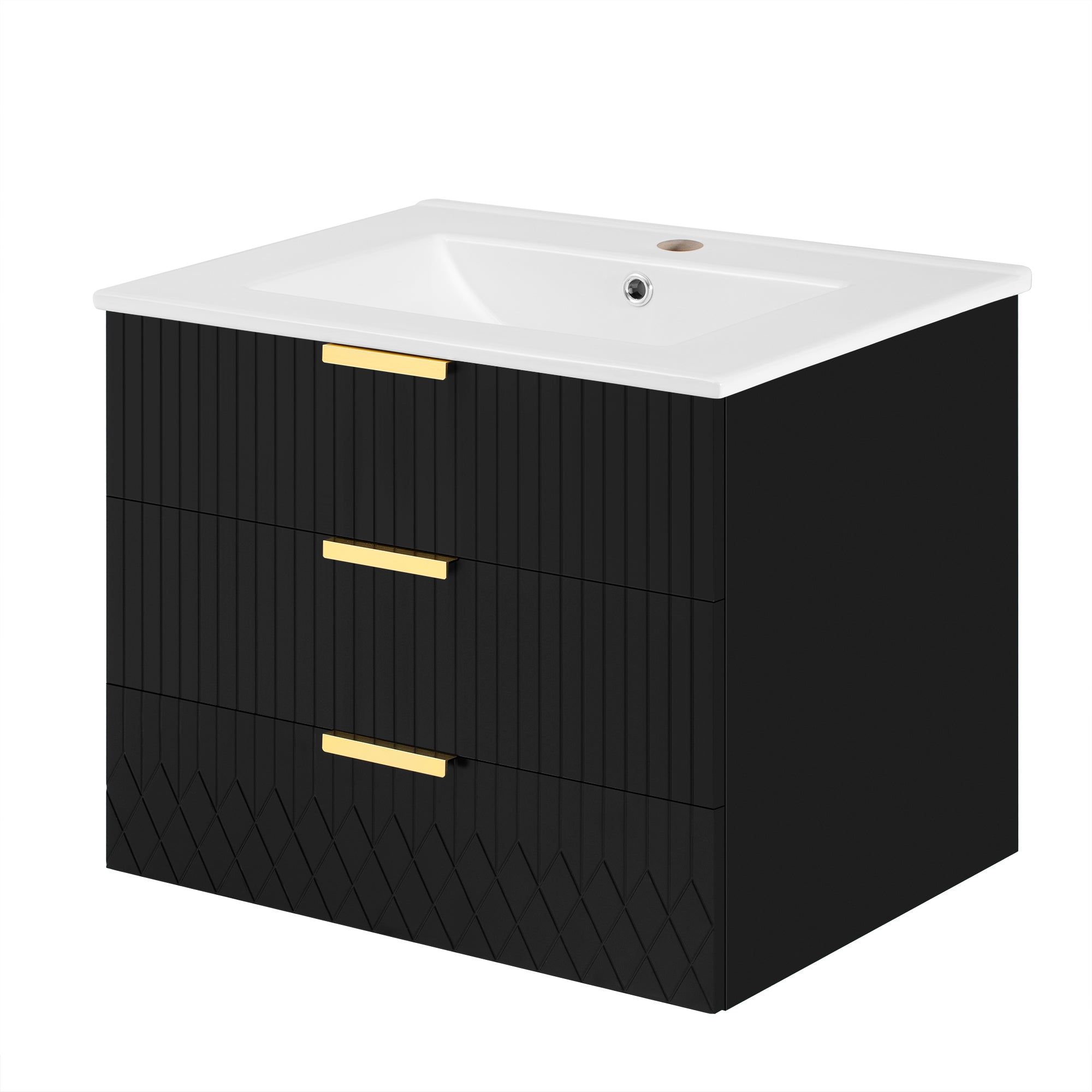 24inch Wall Mounted Floating Cabinet w/Double Drawer, Floating