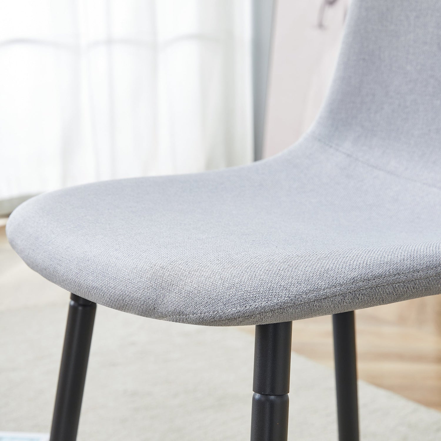 Comfortable Linen-Cotton Dining Chair Set - Four Pieces in Light