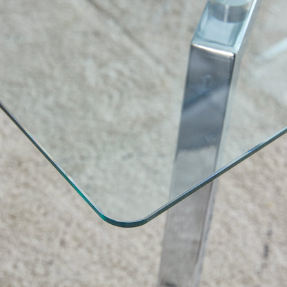 Glass Dining Table Modern Minimalist Rectangular for 4-6 with 0.31&