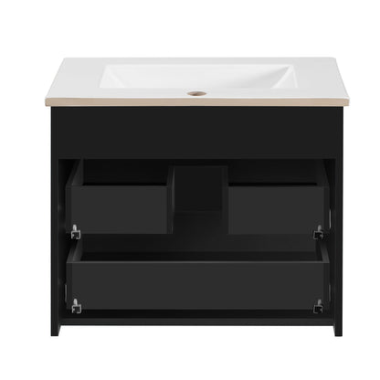 24inch Wall Mounted Floating Cabinet w/Double Drawer, Floating
