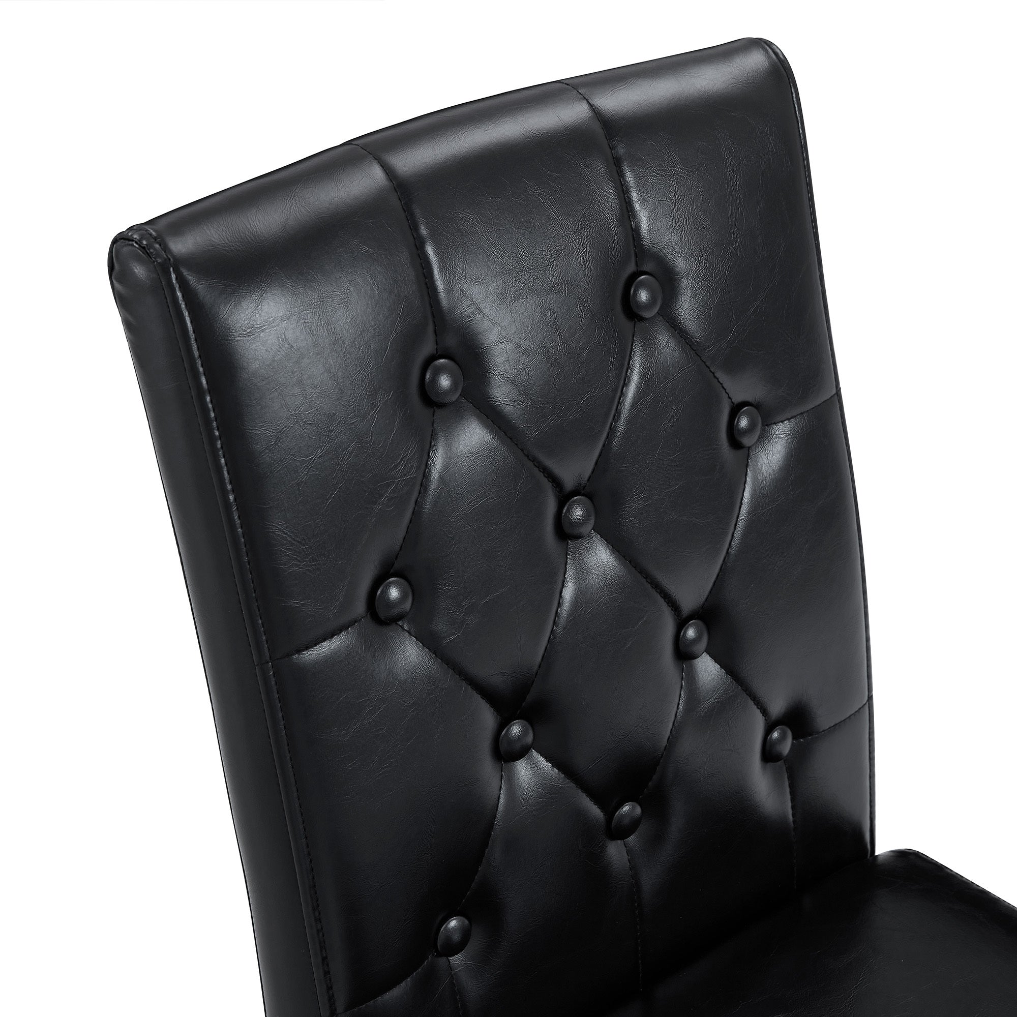 4-pack black PU dining chairs: ergonomic buckle backrest, 35 inches