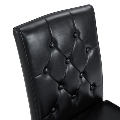 4-pack black PU dining chairs: ergonomic buckle backrest, 35 inches