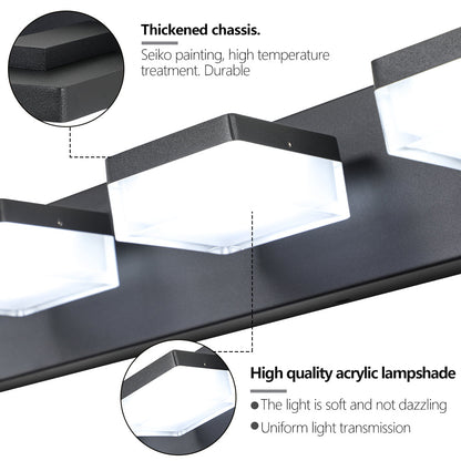 Modern 6-Light Black LED Vanity Mirror Light Fixture For Bathrooms And