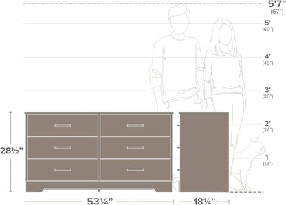 Rustic Ridge Farmhouse 6-Drawer Double Dresser, Washed White Dresser