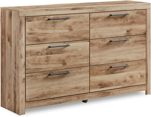 Hyanna Mid-Century Modern 6 Drawer Dresser, Light Brown &amp; Beige