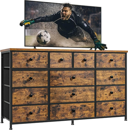 Dresser with 13 Drawers Dresser TV Stand for 55&quot; TV Long Dresser for