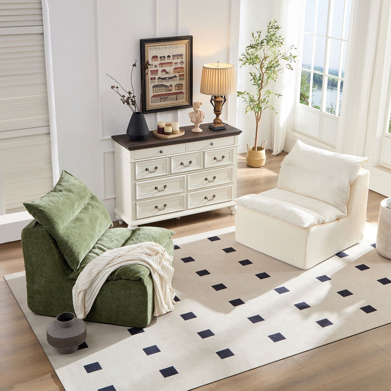 Accent Armless Chair Lazy Floor Seating, Leisure Accent Single Couch