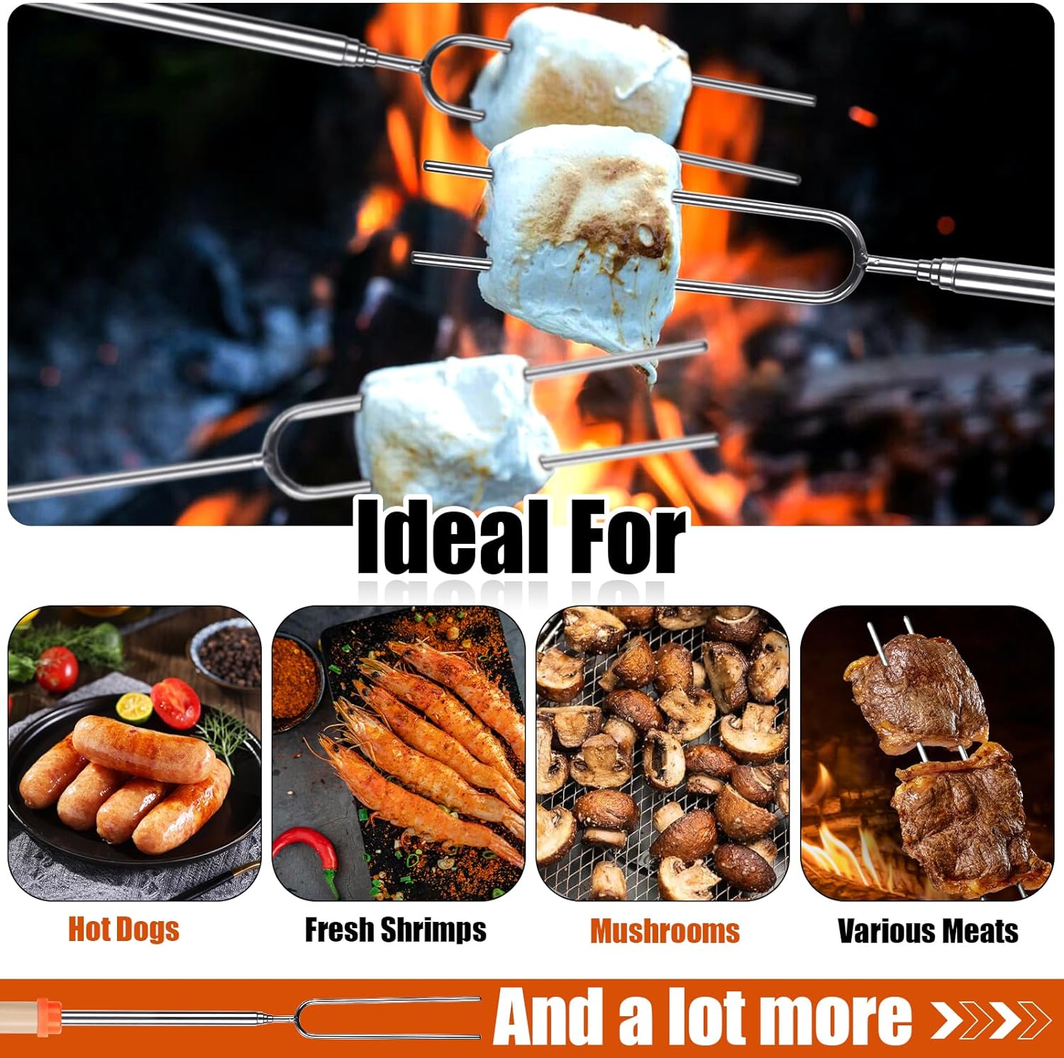 Extendable Stainless Steel Roasting Sticks 10 pcs