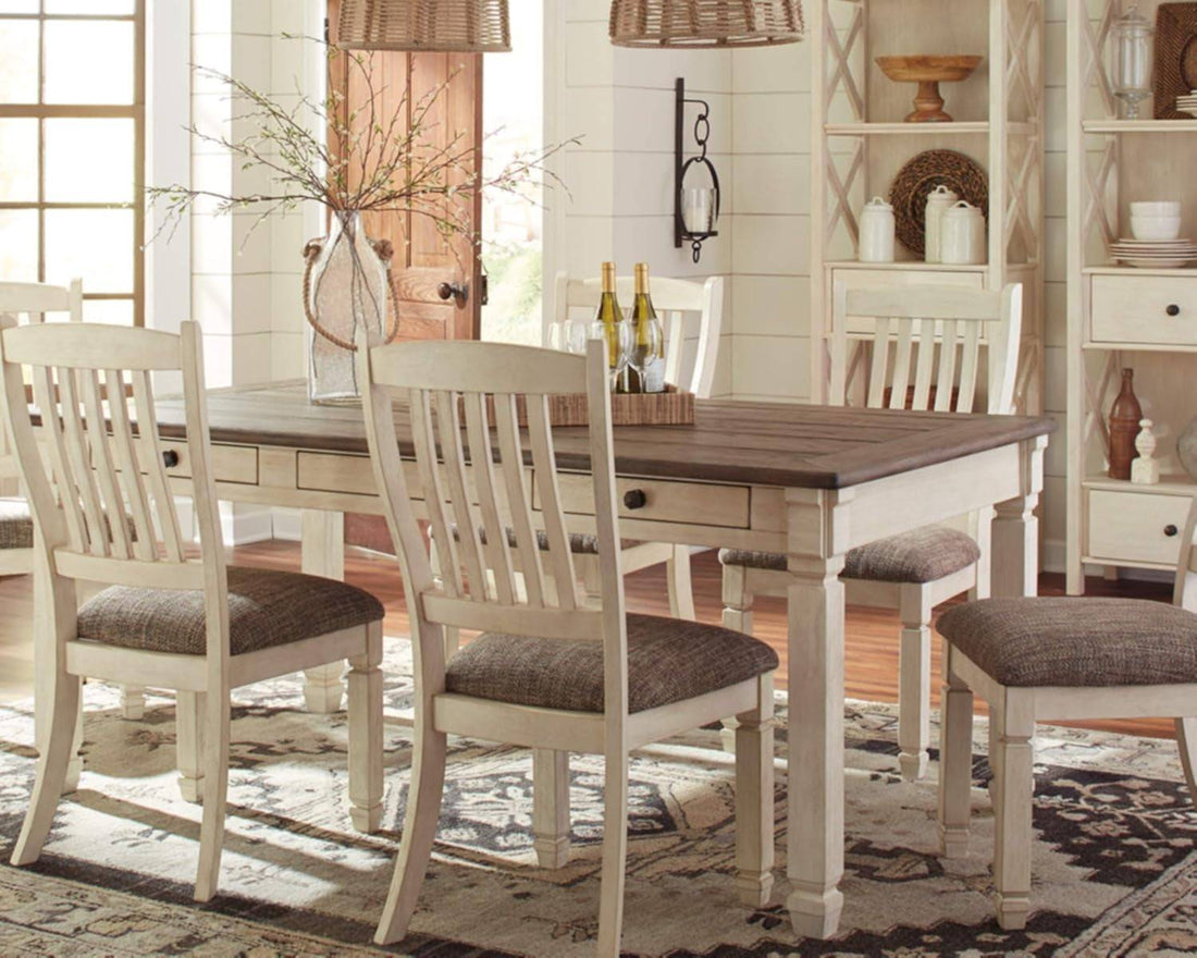 Bolanburg Farmhouse Dining Table with Drawers, Seats up to 6,