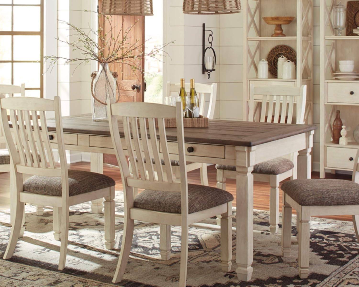 Bolanburg Farmhouse Dining Table with Drawers, Seats up to 6,