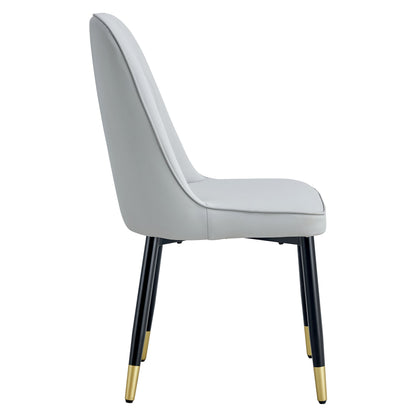 Light gray dining chairs and living room chairs. PU material and metal