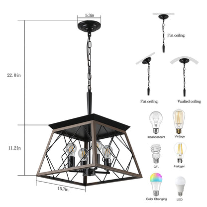 Farmhouse Chandelier 4-Light Vintage Antique Chandeliers Light Fixture