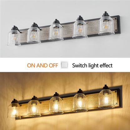 Farmhouse Vanity Light Fixture, 5-Light Bathroom Wall Sconce with