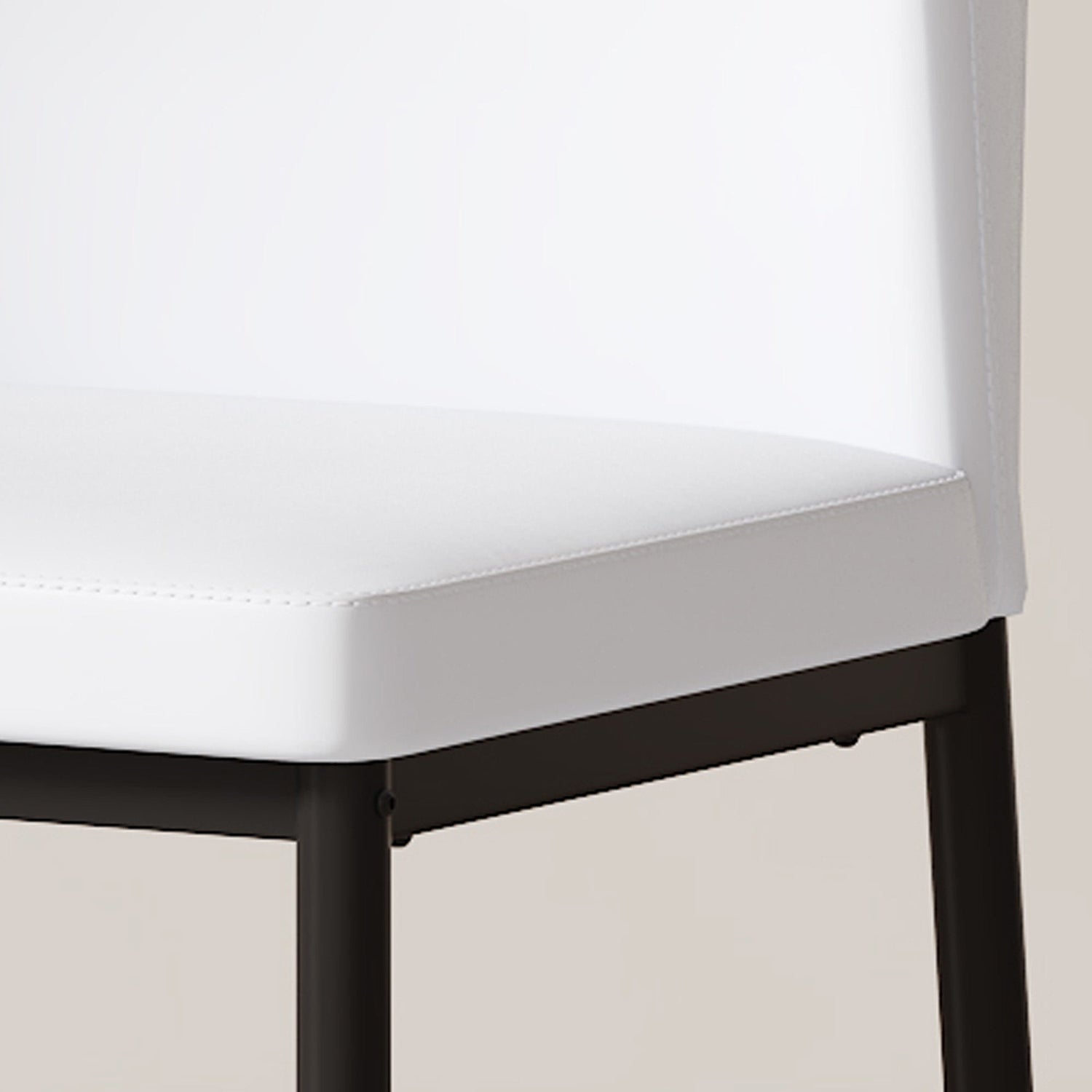 Luxury Simple Chair - Set of 4 White PU Material High Resilience