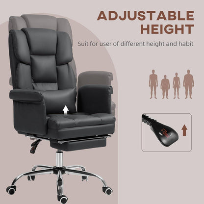 Executive Office Chair with Footrest and Lumbar Support, PU Leather