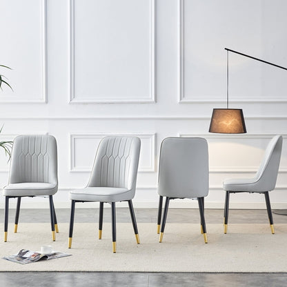 Modern dining chairs are equipped with light gray PU artificial