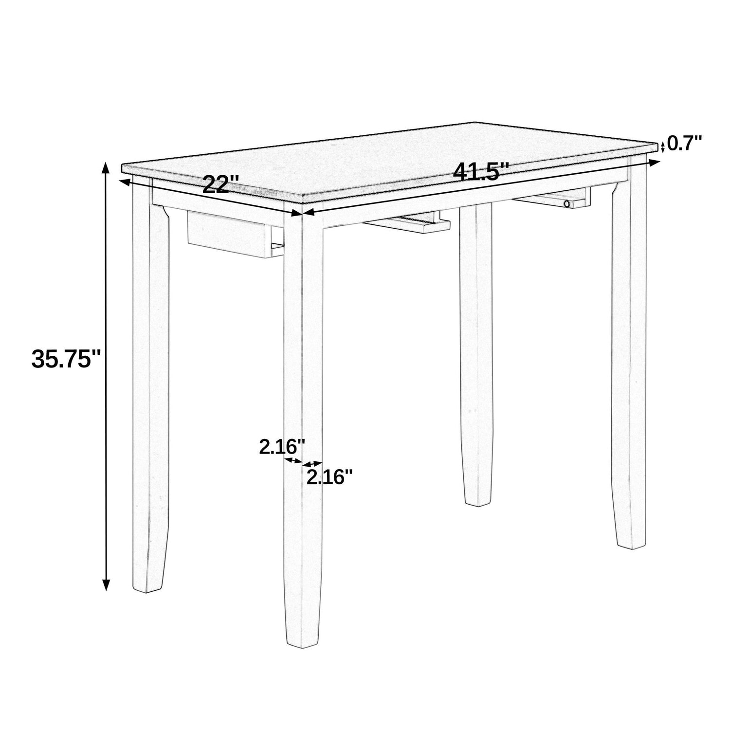 Bar Table and Chairs Set, 3 Piece Dining Table Set, Industrial