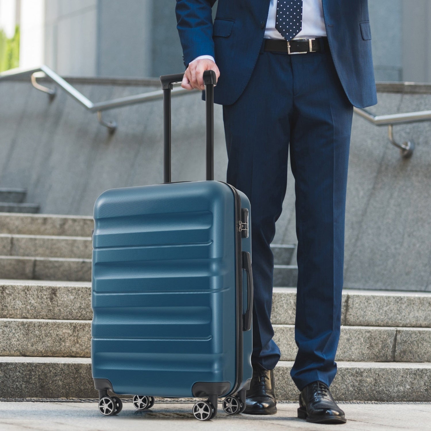 Hardshell ABS Luggage Set, 24-Inch Checked Suitcase with Spinner