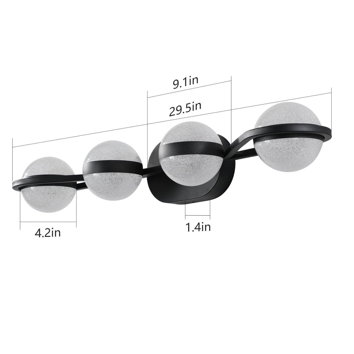 Modern Minimalist Bathroom Vanity Light, LED 4 Bulb Frosted Glass