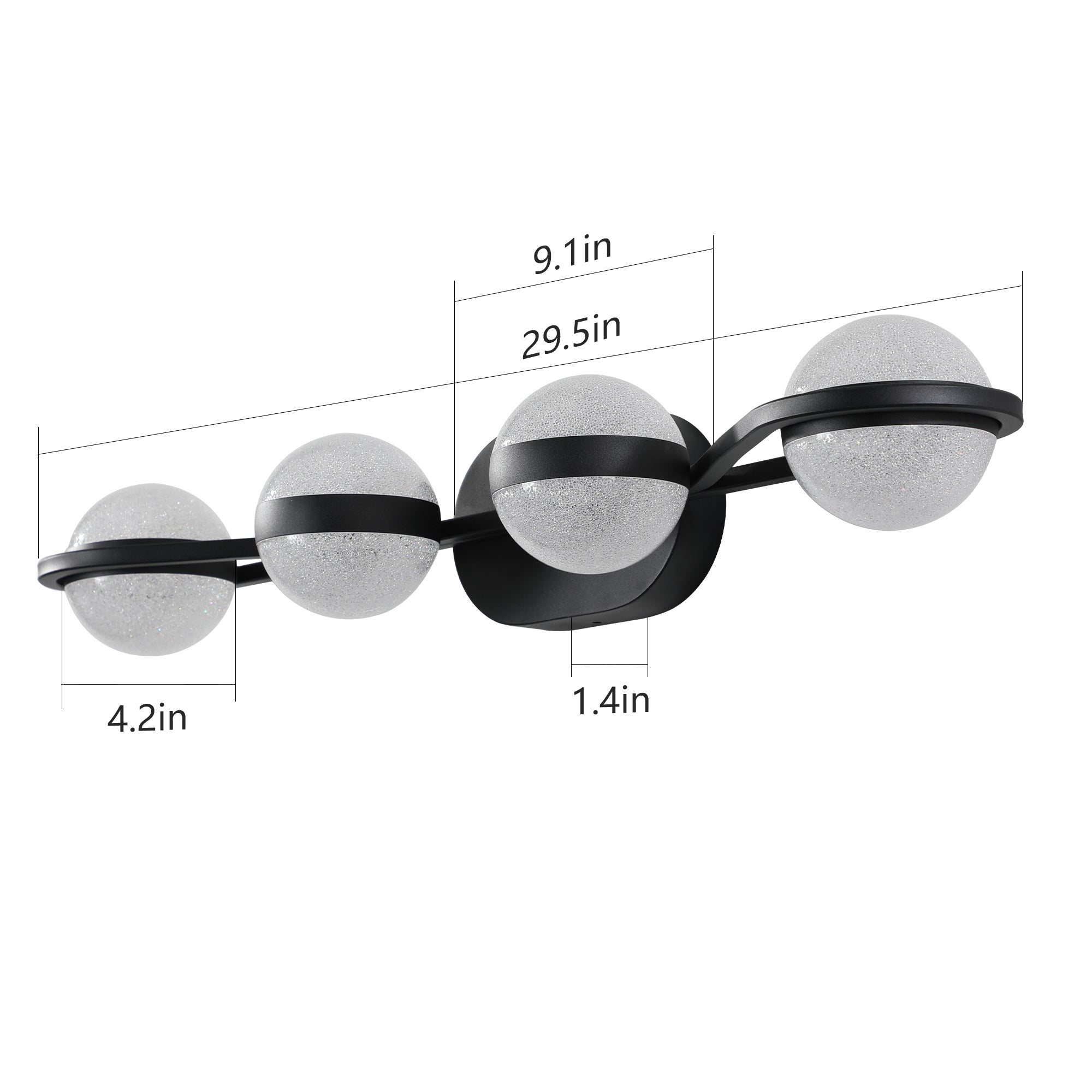Modern Minimalist Bathroom Vanity Light, LED 4 Bulb Frosted Glass