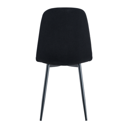 Luxury Simple Chair - Set of 4 BLACK Linen-Cotton Material High