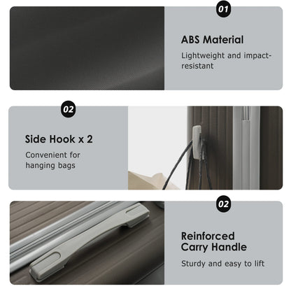 Luggage Set 3 Piece, Lightweight Durable ABS Suitcases with Spinner