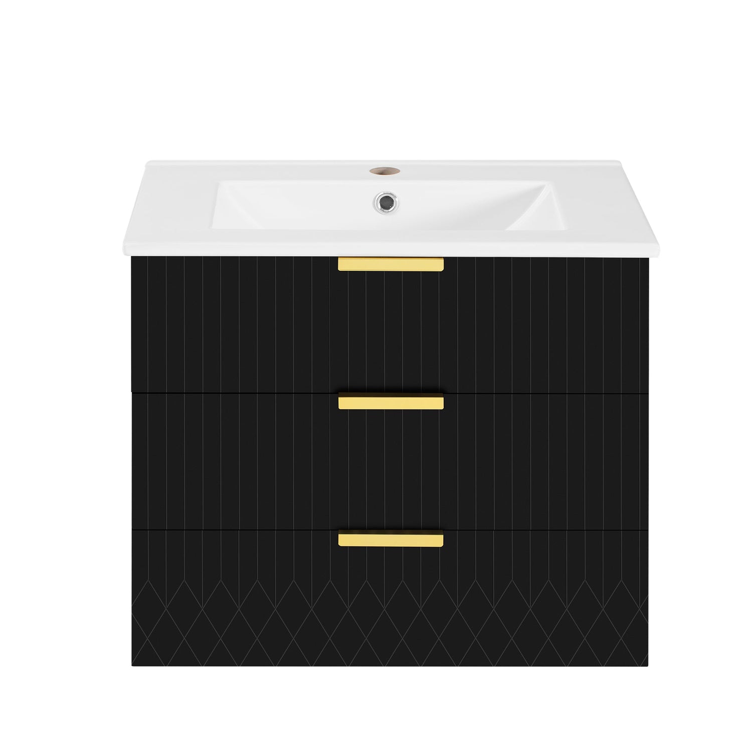 24inch Wall Mounted Floating Cabinet w/Double Drawer, Floating
