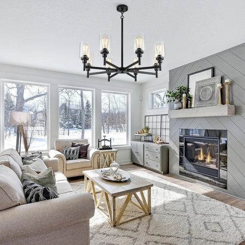 Black Chandeliers for Dining Room Light Fixture, Modern Farmhouse