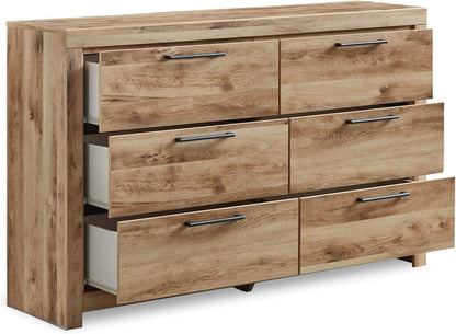Hyanna Mid-Century Modern 6 Drawer Dresser, Light Brown &amp; Beige
