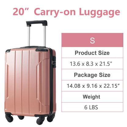 Hardshell Luggage, Lightweight Durable ABS Suitcase with Double
