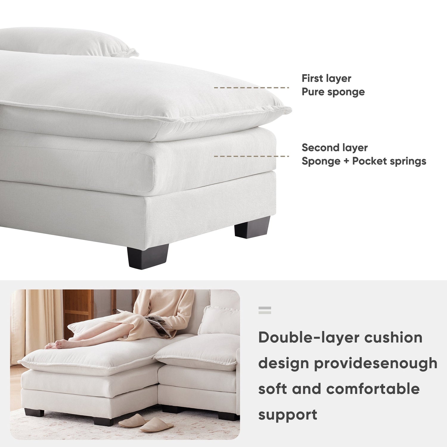 123*55" Modern U-shaped Sofa with Console,Cupholders and USB