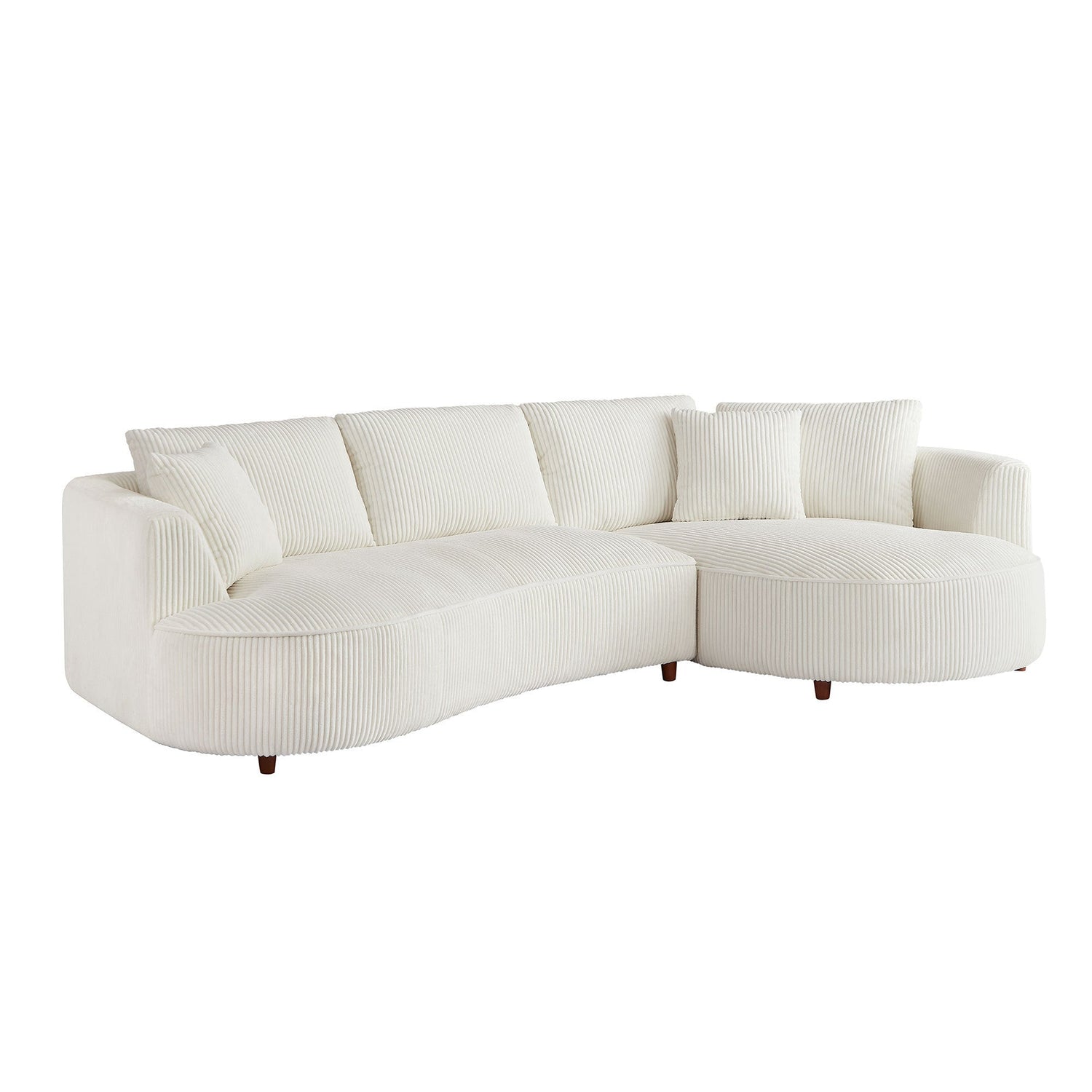 122.04 inch Corduroy Upholstered Sectional Sofa with Right Facing