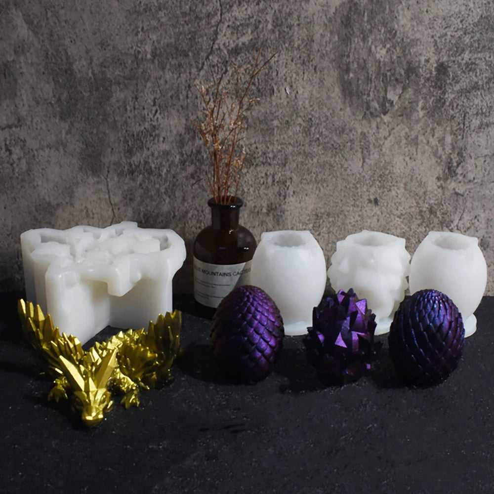 3D Dragon Silicone Candle Mold Gypsum Cement Oriental Dragon Mold Dragon Egg Silicone Candle Mold for Home Decor