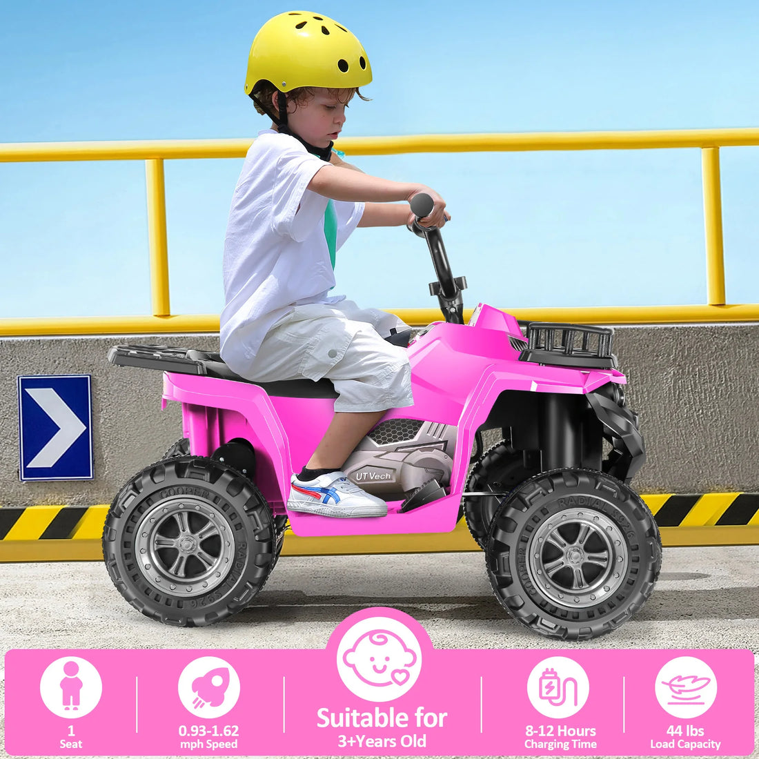 12V Ride on Toys for Toddlers, Kids Ride on Electric ATV, 4-Wheeler Quad Ride on Cars LED Lights, Ride on for boys girls