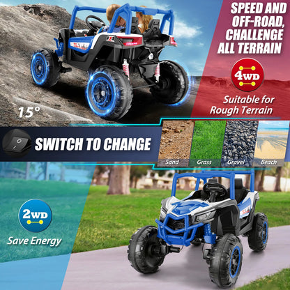 4WD 24V Ride on Toys 2 XL Seater Kids Ride on Cars, 4*200W Motor, Electric Off-Road UTV 7AH Battery Powered 4-Wheeler Vehicle