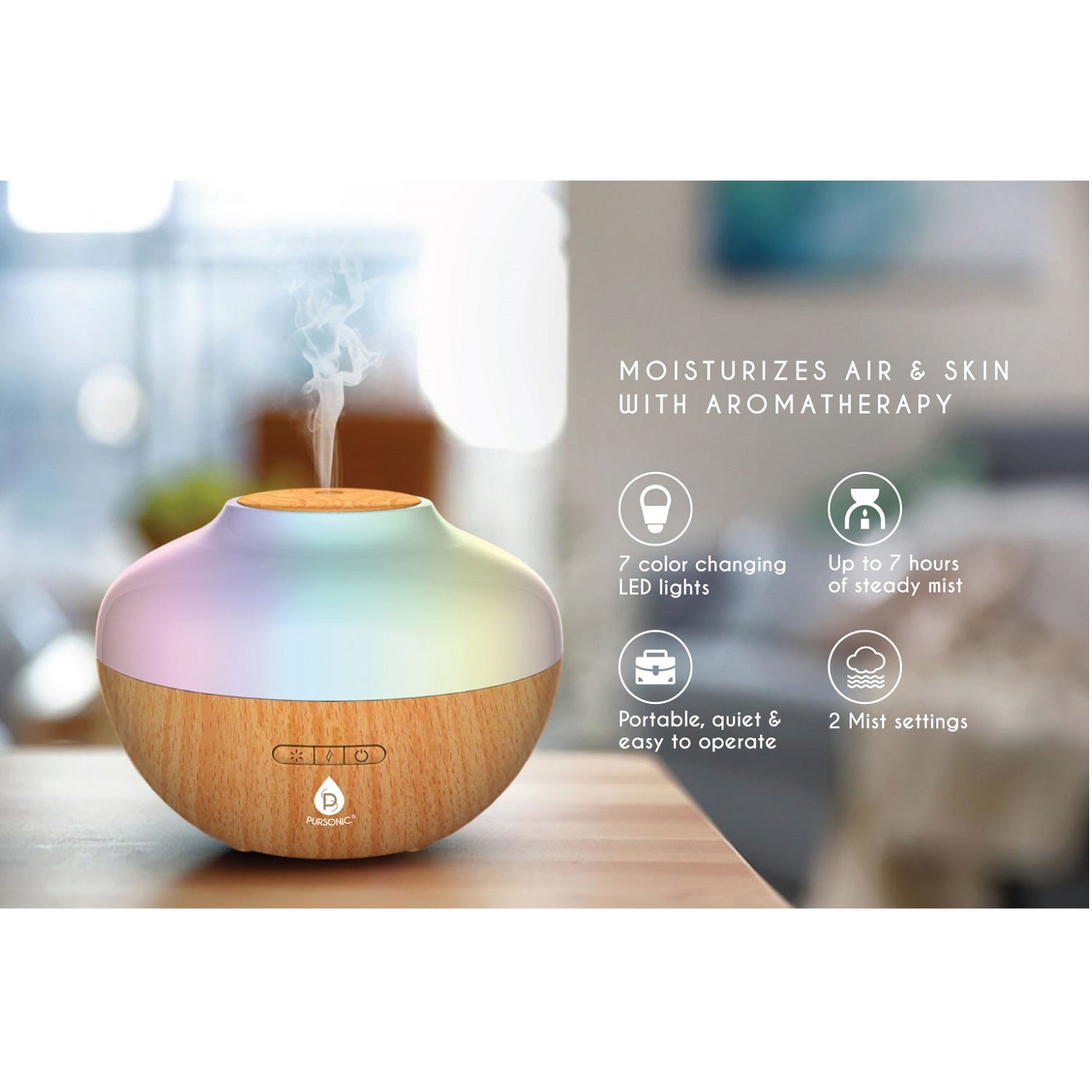 Pursonic Aromatherapy Diffuser &amp; Essential Oil Set-Ultrasonic Top 3
