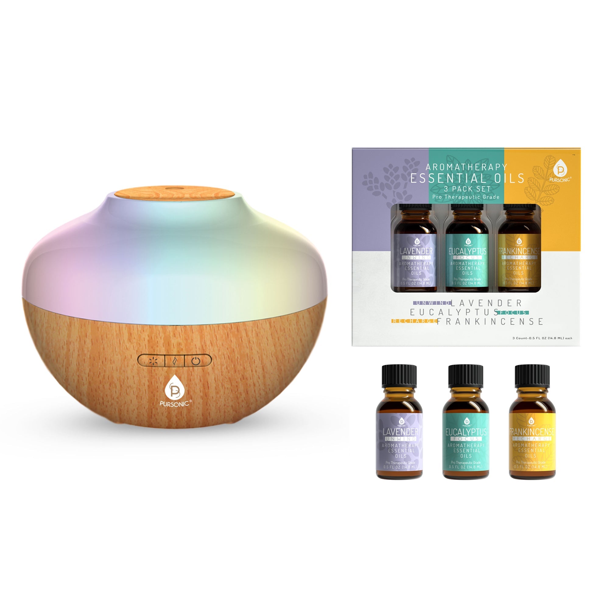 Pursonic Aromatherapy Diffuser &amp; Essential Oil Set-Ultrasonic Top 3