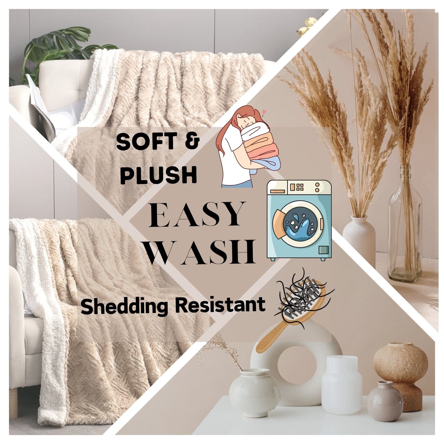 DaDalogy Bedding Champagne Ivory Faux Fur Throw Blanket - Dreamy Gold