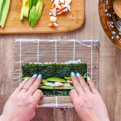 Bamboo Sushi Making Kit with 2 Sushi Rolling Mats, 5 Pairs of Reusable