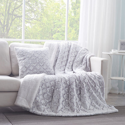 DaDa Bedding Dreamy Milky Way White &amp; Purple Embossed Faux Fur Euro