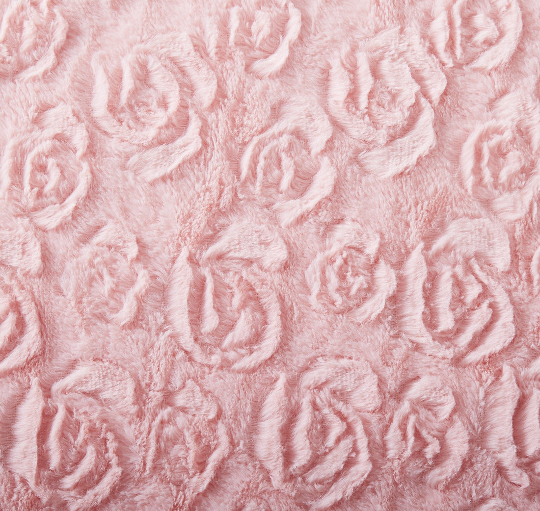 DaDa Bedding Rosey Pastel Blossom Pink Faux Fur Euro Throw Pillow
