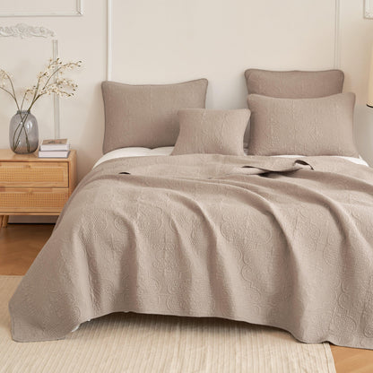 DaDa Bedding Neutral Taupe Beige Sandy Elegant Matelasse Cotton
