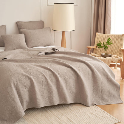 DaDa Bedding Neutral Taupe Beige Sandy Elegant Matelasse Cotton